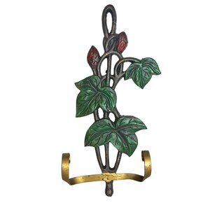 Rustic Cast Iron Florals & Leaves Coat Hat Wall Hook Hanger